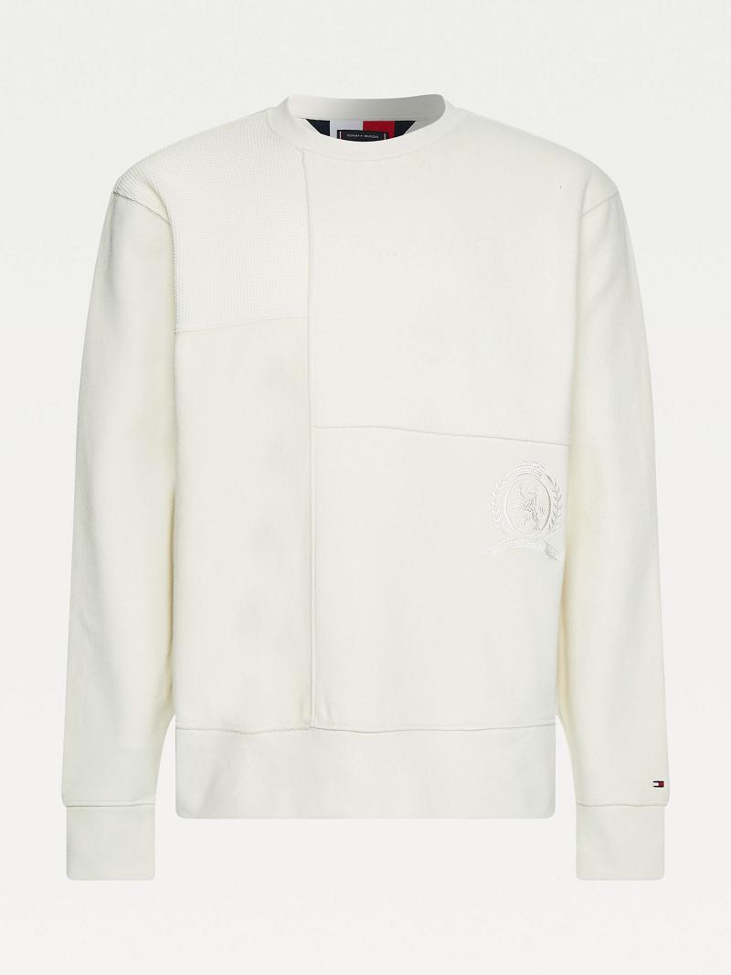 Férfi Tommy Hilfiger Icon organic cotton panel Pulóverek Fehér | HU 909FDN